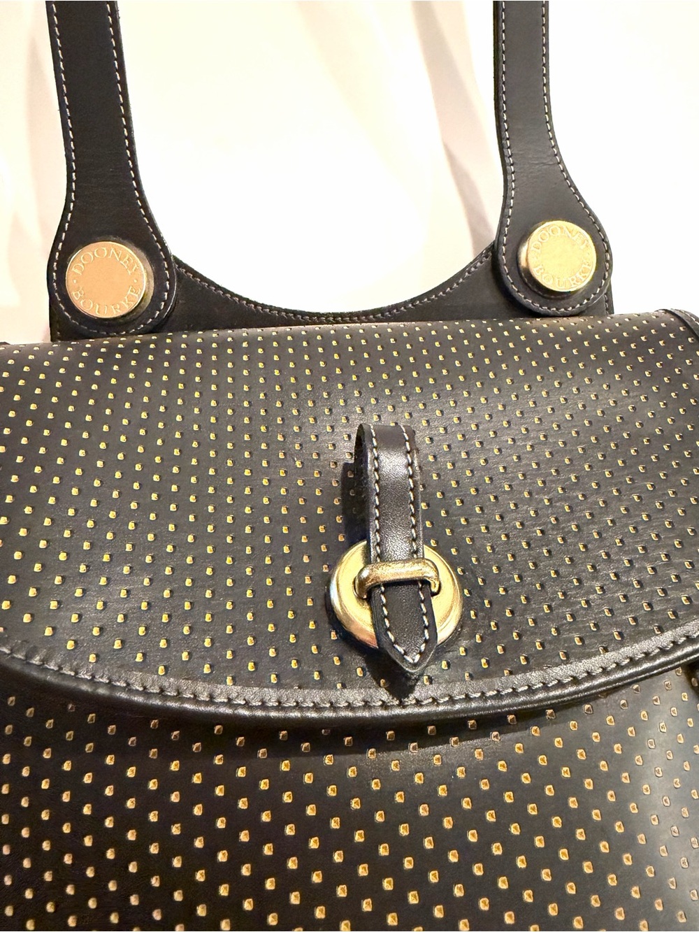 DOONEY & BOURKE•black perforated leather cabriolet vintage shoulder bag - Picture 7 of 14